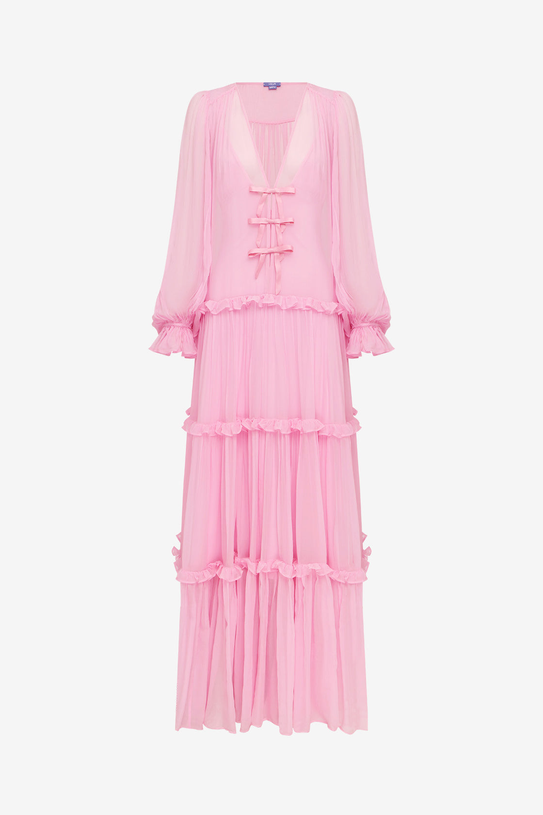 Teresa Bow Tiered Maxi Dress - Pink Dress Maxi