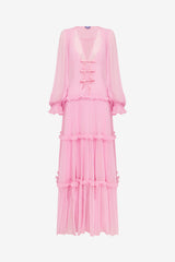Teresa Bow Tiered Maxi Dress - Pink Dress Maxi