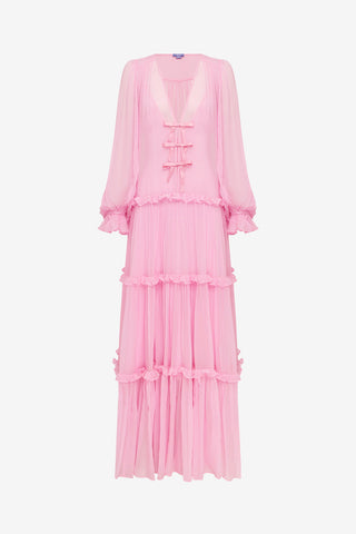 Teresa Bow Tiered Maxi Dress - Pink Dress Maxi