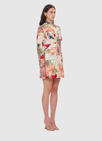 Exclusive Leo Lin Millie Pocket Shirt Mini Dress in Azalea Print in Fortune