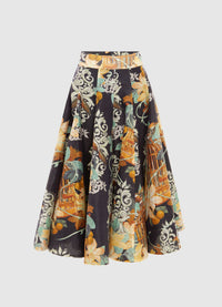 Exclusive Leo Lin Myla Midi Skirt in Azalea Print in Twilight