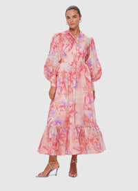 Exclusive Leo Lin Nayla Midi Dress in Swallow Print in Lush