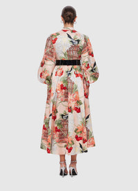 Exclusive Leo Lin Nellie Midi Dress in Azalea Print in Fortune