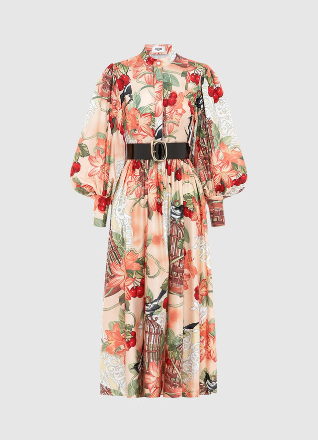 Exclusive Leo Lin Nellie Midi Dress in Azalea Print in Fortune