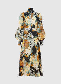 Exclusive Leo Lin Nellie Midi Dress in Azalea Print in Twilight
