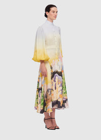 Exclusive Leo Lin Nellie Midi Dress in Neptune Print in Seashell