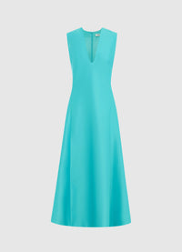 Exclusive Leo Lin Nicola V Neck Midi Dress in Turquoise