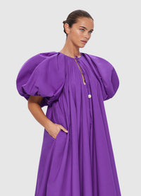 Exclusive Leo Lin Noelle Bishop Sleeve Dress  in Eminence