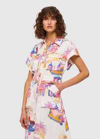 Audrey Pocket Shirt Midi Dress - Fiesta Print