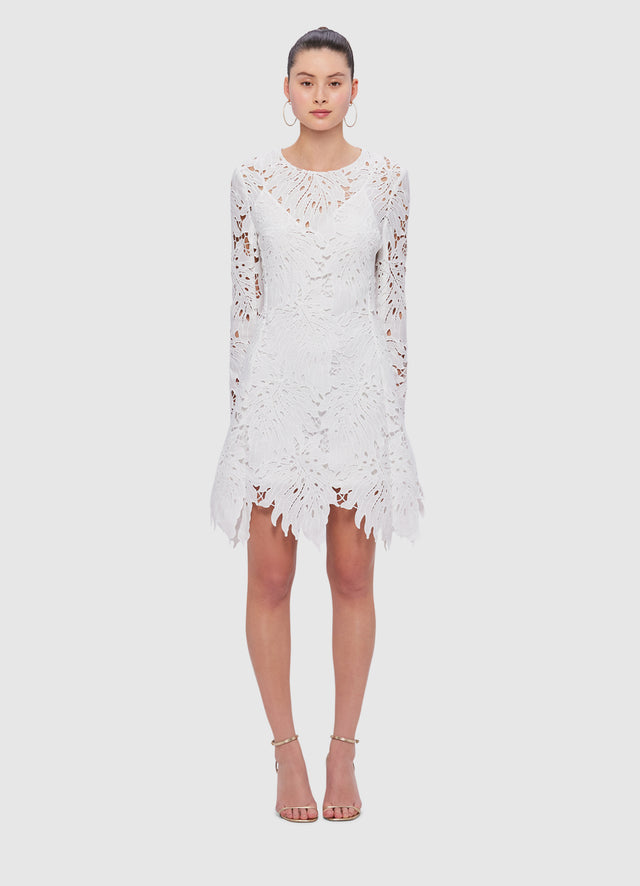 Exclusive Leo Lin Selena Lace Mini Dress in Snow