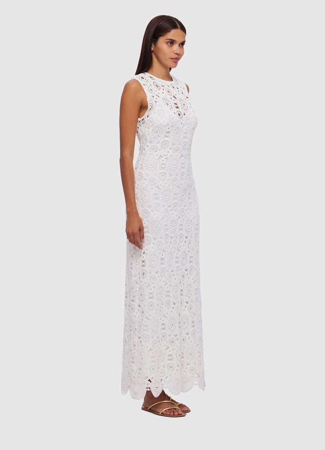 Exclusive Leo Lin Serena Crochet Midi Dress in Snow