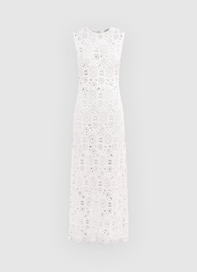 Exclusive Leo Lin Serena Crochet Midi Dress in Snow