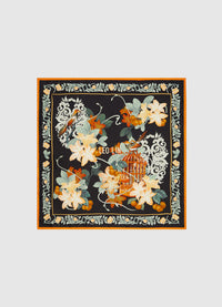 Exclusive Leo Lin Small Silk Scarf in Azalea Print in Twilight