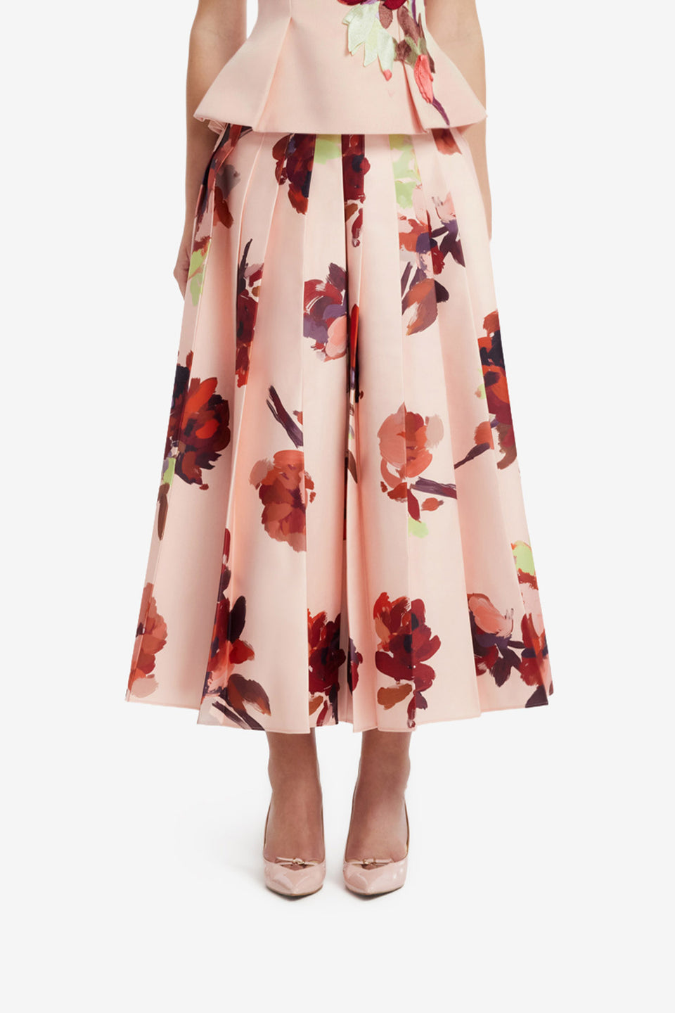 June Pleated Maxi Skirt - Reverie Print in Nectar Skirts