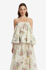 Ixia Bustier Top - Posy Print in Snow Tops