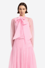 Dressage Silk Organza Tie Blouse - Pink Blouse/Shirts