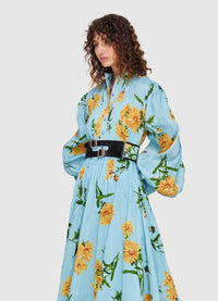 Marguerite Bleu Silk Linen Dress
