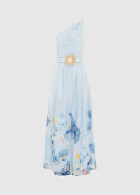 Exclusive Leo Lin Adriana One Shoulder Maxi Dress in Tranquility Print