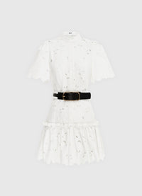 Alice Lace Short Sleeve Mini Dress - Snow