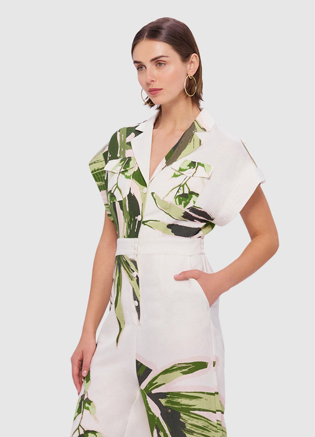 Exclusive Leo Lin Jacie Shirt Jumpsuit in Botanica Print 