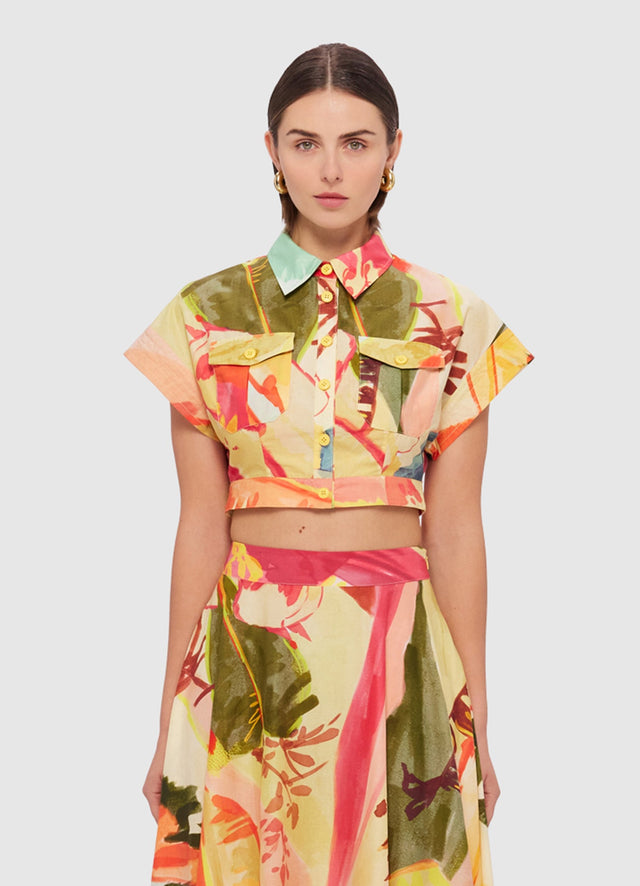 Exclusive Leo Lin Kalle Pocket Shirt Top in Rainforest Print