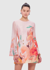 Exclusive Leo Lin Suzanne Bell Sleeve Mini Dress in Euphoria Print