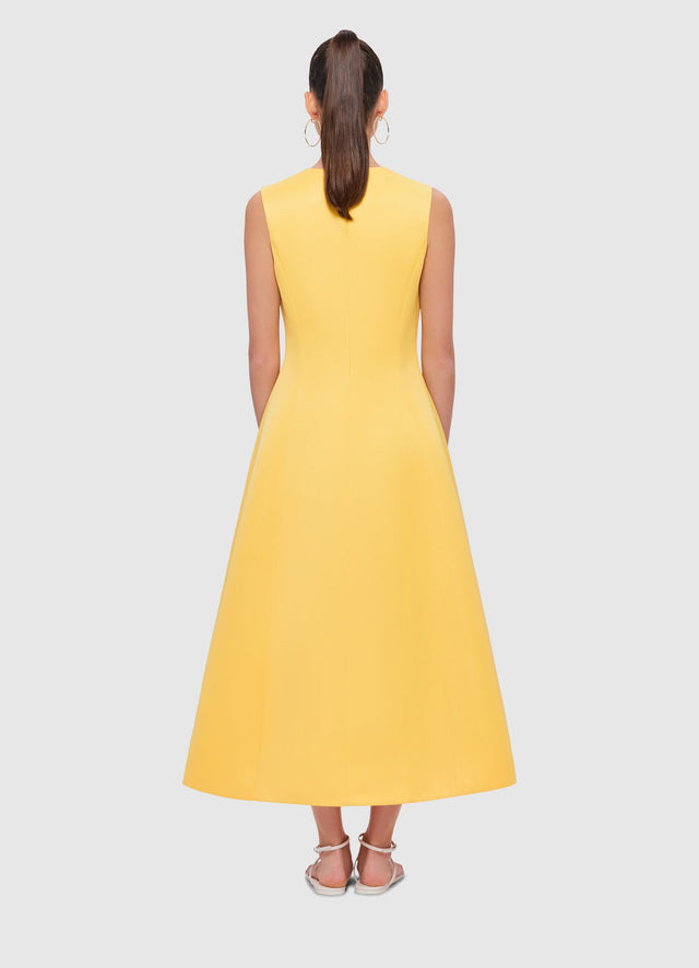 Exclusive Leo Lin Cleo Sleeveless Midi Dress in Canary