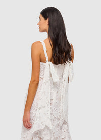 Iris Lace Ruched Bust Midi Dress - Snow