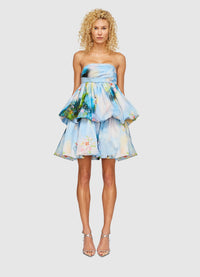 Daphne Strapless Bubble Dress - Willow Print