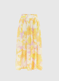 Elina Pleated Midi Skirt  - Jasmine Print in Sun