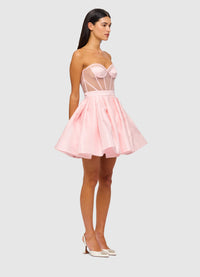 Eliza Structured Bustier Mini Dress-Pink
