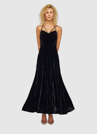Gina Velvet Slip Maxi Dress - Black