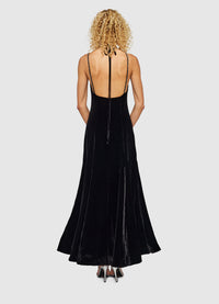 Gina Velvet Slip Maxi Dress - Black