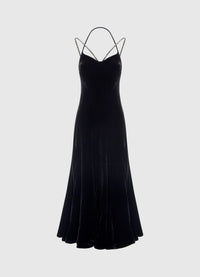 Gina Velvet Slip Maxi Dress - Black