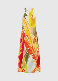 Exclusive Leo Lin Giselle Racer Neck Midi Dress in Rainforest Print