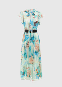 Grace Flutter Sleeve Midi Dress - Vacanza Print