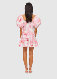 Hailey Square Neck Mini Dress - Peony Print