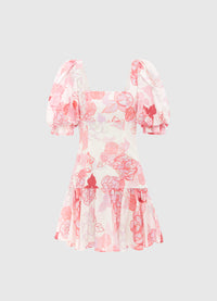 Hailey Square Neck Mini Dress - Peony Print