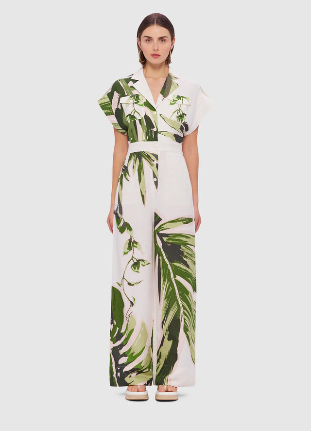 Exclusive Leo Lin Jacie Shirt Jumpsuit in Botanica Print 