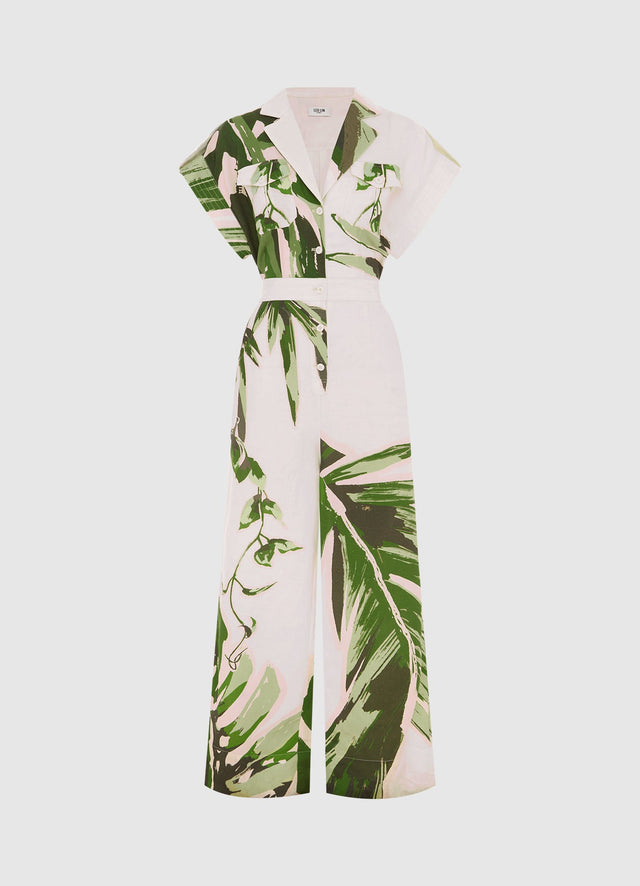 Exclusive Leo Lin Jacie Shirt Jumpsuit in Botanica Print 