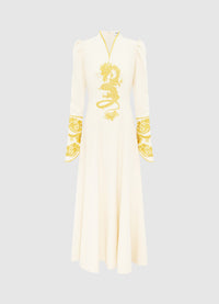 Exclusive Leo Lin Kai Embroidered Maxi Dress in Imperial Print
