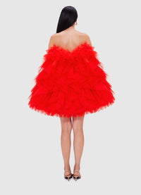 Exclusive Leo Lin Loretta Mini Dress in Fortune Red