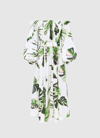 Exclusive Leo Lin Sarah Off-Shoulder Midi Dress in Botanica Print