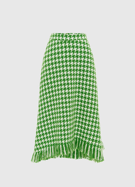Lola Tweed Wrap Midi Skirt - Emerald