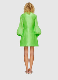 Luminous Linen Mini Dress - Lime