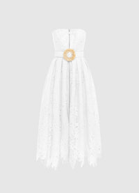 Exclusive Leo Lin Norine Bustier Midi Dress in Snow