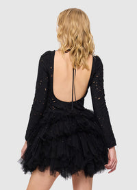 Stella Lace Open Back Mini Dress - Midnight