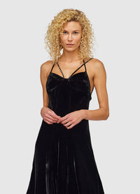 Gina Velvet Slip Maxi Dress - Black