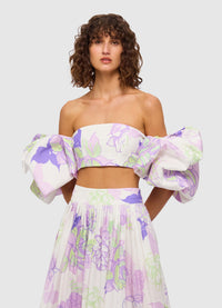 Elina Pleated Midi Skirt  - Begonia Print