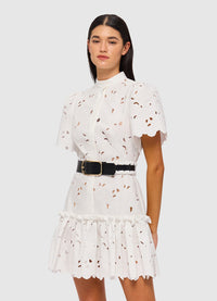 Alice Lace Short Sleeve Mini Dress - Snow